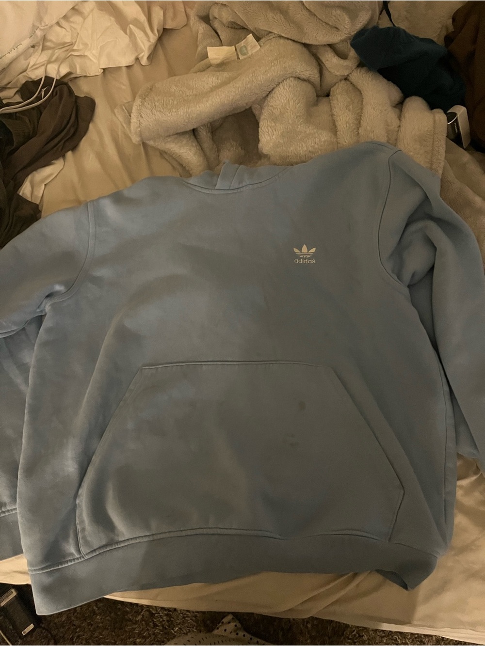 adidas Light Blue Crewneck Sweatshirt with Trefoil Logo